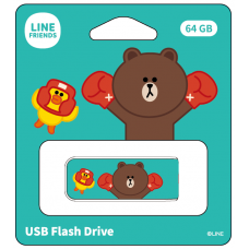 【量販包】Apacer Line Friends AH334-64GB伸縮隨身碟(拳擊熊大)聯名授權碟 *5pcs